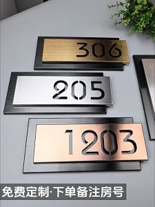 Customizable Stainless Steel House Number Plate Home Entry Door Light Luxury Hotel Apartment Room Door Number