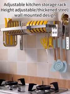 Nearra 65-105CM Adjustable Wall Mount Over Sink Dish Drainer Stainless Steel Kitchen Dish Storage Rack