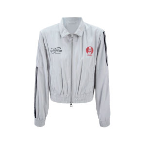 Rebellious Girl Zipper Jacket Outerwear White Label High-End Feel Straight Tube Commute Style Long Sleeve Stand Collar Coat