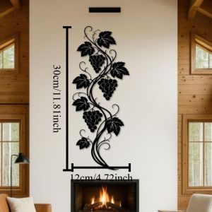 CIFbuy | CIFBUY Grape Vine Iron Wall Decor Hollow Metal Wall Art Ornament Rustic Plant Silhouette Living Room Kitchen Home Decoration