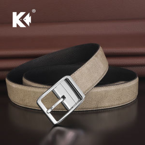 Light Color Mens Leather Belt Genuine Leather Personality Fashion Pin Buckle Belt Trendy Young Pants Casual All-Match Gray Pant Belt