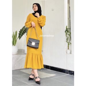 SISKA MIDI DRESS / DRESS KOREA WANITA MODEL MERMAID / DRESS VIRAL CRINKLE AIRLOW