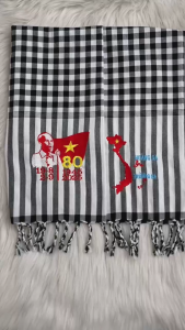 Khăn rằn thêu bản đồ Việt Nam-khăn rằn thêu LOGO 80 Năm khổ 60cm*165cm dùng quàng cổ giữ ấm mang đi du lịchđi sự kiệnlàm quà tặng rất ý nghĩa