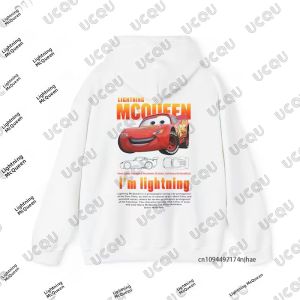 Áo Hoodie In Hình Lightning McQueen & Sally Áo Nỉ Cặp Đôi Áo Thun Dài Tay Cổ Chữ O Quá Khổ Dành Cho Nam Nữ Thu Đông Thường Ngày