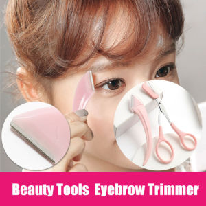 C.three Curved Eyebrow Trimmer Eyebrow Scissors With Comb Curved Eyebrow Razor Small Female Macro Protection brow Trimmer Set Make Up Tool