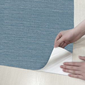 Blue Texture Straw PVC Wallpaper Peel And Stick Furniture Cabinet Stickers Bathroom Kitchen Waterproof Self-adhesive Decor