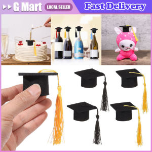 5PCS Graduation Hat Doctoral Cap with Tassel Cupcake Bottle Topper Decor Graduation Party Flowers Cake Gift Decoration