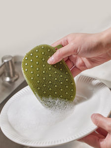 Dual-Sided Silicone Dish Brush Kitchen Multi-Function Scouring Pad Pot Cleaning Sponge Scrubber Home Personal Cleaning Tool