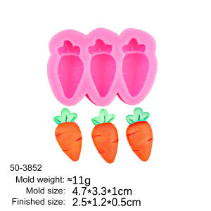 Carrot Silicone Mold DIY Fondant Chocolate Cake Decorating Candy Gum Paste Polymer Clay Cupcake Topper Baking Mold for Easter