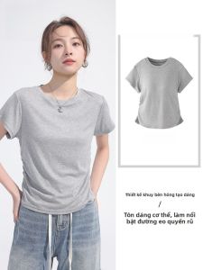 MiiOW | Áo thun nữ cổ tròn tay ngắn dáng ôm có đệm ngực MiiOW Cat People Thiết kế mùa hè gợi cảm vừa vặn eo