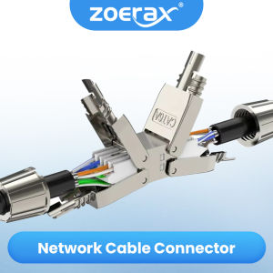 ZoeRaxTool-Free RJ45 Coupler Shielded Tool Less Ethernet Cable Extender PoE+ for Cat7/Cat6a/Cat6 Network Cables Silver
