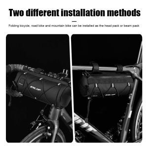 Frame Pannier Bag Reflective Portable Shoulder Pack Mesh Design Bicycle Head Pack Multi-pocket Multifunctional Triangle Pouch for Bike Bicycle