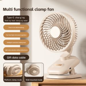 Multi functional portable clip fan high wind power USB charging adjustable oscillating circulating fan office desktop fan.