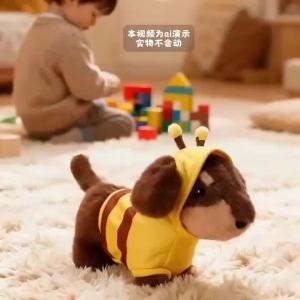 26/35CM Cute Dachshund Plush Toys Wear Clothes Doll Kawaii Pink Dress Blue Shirt Bee Dress Up Dachshund Doll Accompnay Toys