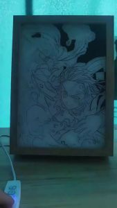 Bandai | Kyojuro Rengoku Anime Hình Đèn Ngủ LED Tranh Khung Ảnh Cho Phòng Ngủ Trang Trí Nhà Trẻ Em Quà Tặng Demon Slayer Đèn
