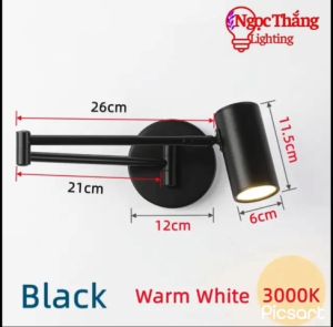 Đèn đọc sách treo tường gấp khúc khớp điều chỉnh linh hoạt trang trí phòng ngủ Led 5W 220V PT9082 Ngọc Thắng