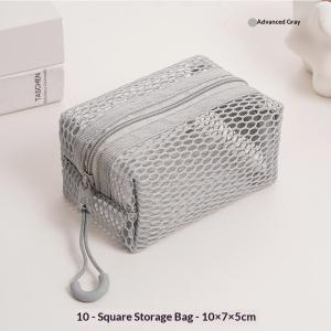 JETTING | Portable Honeycomb Mesh Cosmetic Storage Bag With Zipper Cosmetic Bag Multipurpose Mesh Pouch Travel Casual Nylon Storage Pouch