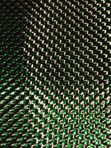 ผ้าคาร์บอนแท้ Aluminized gritter สีดำเขียว เกรดพรีเมียม ลาย1220 กรัม 3K  carbon gritter green hybrid cloth ขนาด 100​ ซม x 30 cm ผ้าแน่นสวย เงาแวววาว สินค้ามี