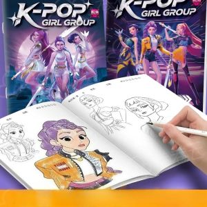 KPop Demon Hunter Sketch Copy Album Coloring Books Anime Tracing Kids Drawings DIY Color Filling Graffiti Toys Book Girl Gift