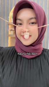 Kalung Hijab Rantai Itali Liontin Asmara Bulat Pita Full Mata Aksesoris