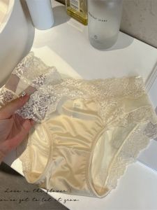Victoria Pháp Satin Cao Vòng Eo Cotton Vải Bông Đáy Quần Quần Lót Tam Giác Trẻ Trung Màu Nguyên Chất Gợi Cảm Ren Edge Mid Vòng Eo Quần Lót Nam