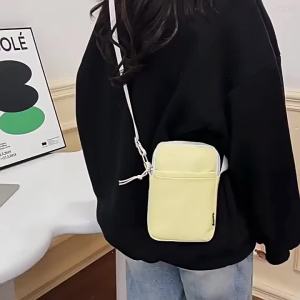 Portable Mini Storage Bag Crossbody Phone Holder Neck Hanging Summer Festival Gift Logo Embroidery Soft Composite Fabric Bag