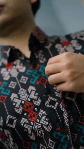 DGM Fashion Kemeja Batik Lengan Pendek Big Size Songket Hitam 6086