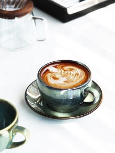 Half-Chen Latte Latte Art Coffee Set Suit Ceramic Japanese Retro High-End Exquisite Ins Style Cup 300ml