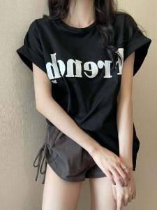 Áo Thun Nữ Tay Ngắn Dáng Rộng Mùa Hè 2024 Thiết Kế Cổ Điển Mới Cho Học Sinh Thời Trang Cổ Tròn in Chữ