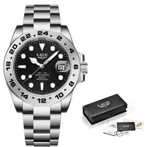 LIGE | LIGE Mens Business Watch Luxury Sport Quartz Movement Waterproof Luminous Stainless Steel Wristwatch Relogio Masculino