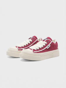 VEEMES | Burgundy Thick Sole Height Increasing Canvas Shoes