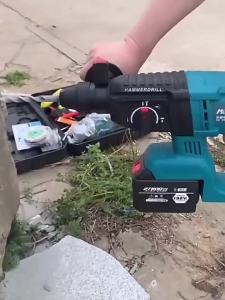 Cordless Electric Rotary Hammer Drill Chipping Gun Chipping Hammer Heavy Duty Concrete Breaker Electric Drill Impact Drivers 198V High Power Rotary Hammer Drill Hammer Chipping Gun Demolition Jack Hammer Original