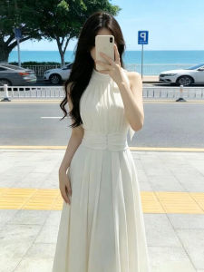 SENWA | Đầm Maxi Dây Đeo Trắng Không Tay Pháp