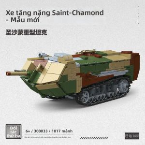 WWI Pháp Saint-Chamond Xe Tăng Hạng Nặng Lắp Ráp Khối Xây Dựng Đồ Chơi Cho Bé Trai Nhỏ Mô Hình Nhựa Tương Thích Với Lego Không Cần Pin