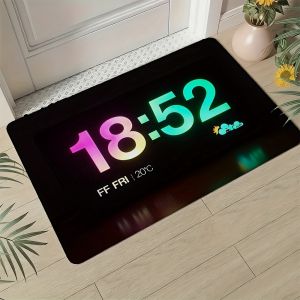 VIKAMA Digital Clock Welcome Mat Washable Anti-Slip Kitchen Carpet Bathroom Bedroom Floor Mat Home Decoration