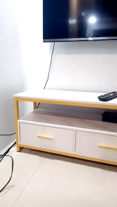 【Ready Stock】TV Rack 140*30*40cm (Marble White/Gold) with 3 drawers