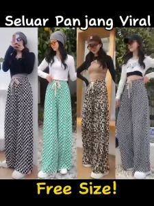 360 Outfit Free Size Women Long Pants Trousers Loose Seluar Panjang Memeri Soft Waist Wide-Leg Casual Long Pants Seluar Panjang Longgar Perempuan Wanita Palazo