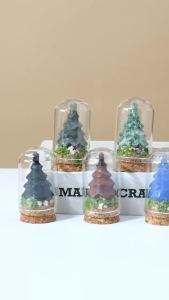 Tượng Cây Thông Noel Bằng Đá Quý Nhiều Màu Pha Lê Tự Nhiên Trong Lọ Thủy Tinh Nhỏ Trang Trí Bàn Làm Việc Ngày Lễ Quà Tặng Đồ Trang Trí