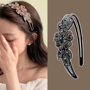 Womens 2024 New Versatile Diamond Headband Toothed Anti-slip Hair Accessories Simple Stylish Hair Clips And Headbands