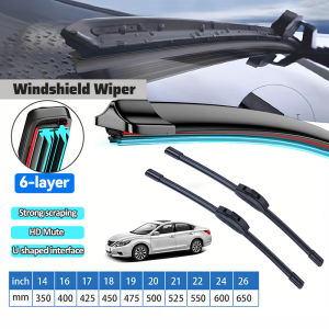 Japan Silicone (1 PAIR) Car Wiper Boneless with Six Layers Rubber Strip Car Rubber Wiper Windshield Wiper U-Type 雨刷/雨刮器