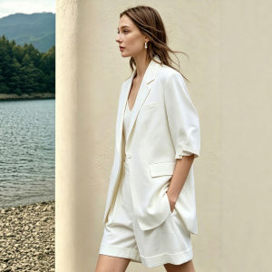 AMII | Summer New Flip Collar Lyocell Linen Blazer