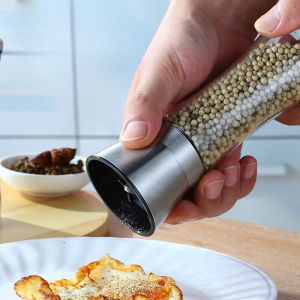Stainless Steel Manual Grinding Bottle Household Glass Seasoning Bottle Pepper Grinder Kitchen Seasoning Bottle Spice Grinder