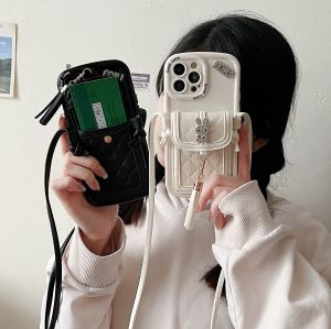 Wallet Card Slots Phone Case Lanyard Strap Shoulder Crossbody leather Silicone Case Cover For Apple iphone 14 Pro Max iphone 13 pro iphone 12 Pro Max iphone 14 plus iphone 11 Pro Max iphone 11 Case iphone X XS MAX Case iphone Case