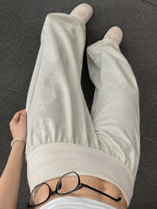 YAYANGREN | Summer Thin Turn-up Waist Sport Trousers Straight Leg Loose Flared