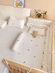 Baby Crib Bed Fence Soft Bag Anti-Collision Baby Kids Patchwork Bed Height Fence Enclosure Pure Cotton Baby Bed Cover Anti-Fall