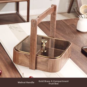 CRISTALGLASS | Walnut Handgrip New Chinese Style Snack Storage Box