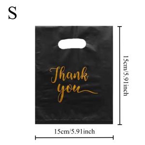 50/100 Chiếc Túi Quà Tặng Bằng Nhựa Màu Đen Túi Cảm Ơn Cho Siêu Thị Cửa Hàng Quần Áo Boutique Mua Sắm Thân Thiện Với Môi Trường Có Thể Gập Lại