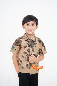 COUPLE BATIK KEMEJA AYAH DAN ANAK LAKI-LAKI LENGAN PANJANG DAN PENDEK MOTIF SEKAR JAGAT SOGANAN SIZE SMLXLXXL REGULER FIT