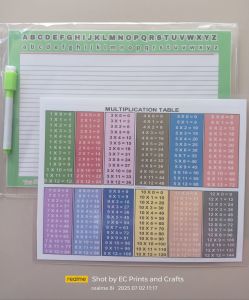writing sheet / Grade school give aways / Laminated Writing sheet & Multiplication Table  Bundle / Writing sheet and multiplication Table sheets/ Childrens manual learning materials/ Kids birthday give aways/ Non digital learning material