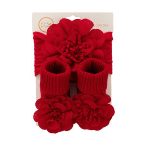 3Pcs/Set Lace Flower Baby Headbands Socks Cotton Non-slip Anklet 0-12M Stockings Wide Elastic Hairbands Infant Photogrphy Props